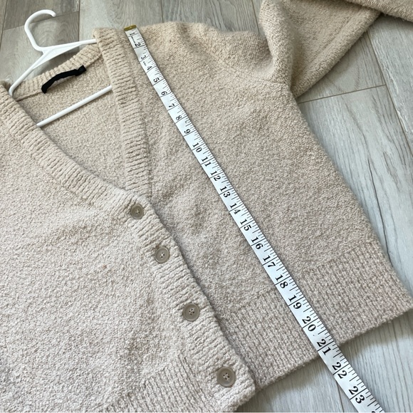 Jenni Kayne Merino Wool Boucle Boyfriend Cardigan Sweater Beige (Small) preppy - Picture 6 of 8